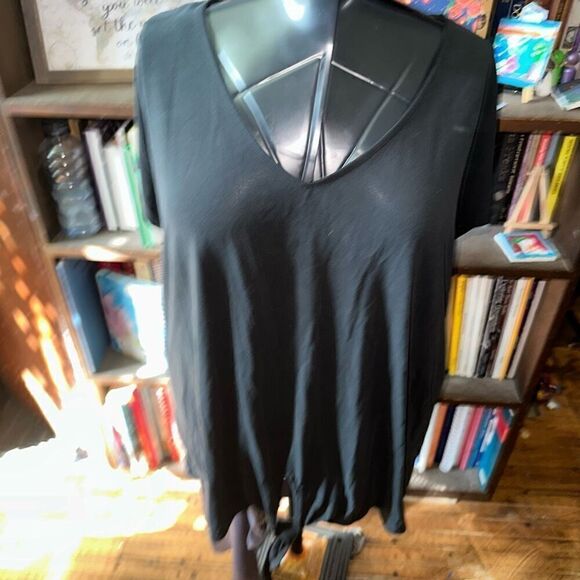 torrid Tops - Torrid black slub tie front plus size 1x minimalist basic tee